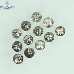 2.08 CT/12 Pcs Round Rose Cut Shape Natural Loose Diamond Salt And Pepper Color I3 Clarity (3.25 MM)