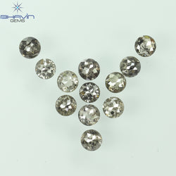 2.08 CT/12 Pcs Round Rose Cut Shape Natural Loose Diamond Salt And Pepper Color I3 Clarity (3.25 MM)
