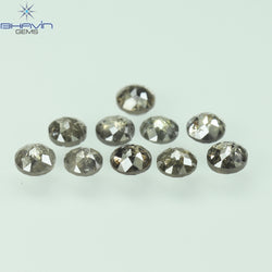 1.91 CT/10 Pcs Round Rose Cut Shape Natural Loose Diamond Salt And Pepper Color I3 Clarity (3.44 MM)