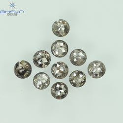 1.91 CT/10 Pcs Round Rose Cut Shape Natural Loose Diamond Salt And Pepper Color I3 Clarity (3.44 MM)