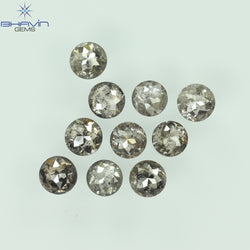 1.91 CT/10 Pcs Round Rose Cut Shape Natural Loose Diamond Salt And Pepper Color I3 Clarity (3.44 MM)