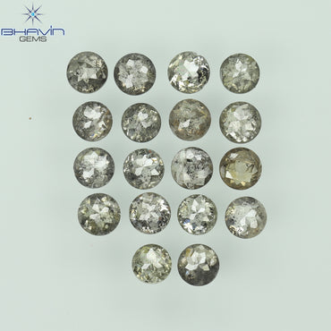 2.00 CT/18 Pcs Round Rose Cut Shape Natural Loose Diamond Salt And Pepper Color I3 Clarity (2.90 MM)