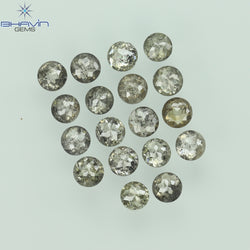 2.00 CT/18 Pcs Round Rose Cut Shape Natural Loose Diamond Salt And Pepper Color I3 Clarity (2.90 MM)