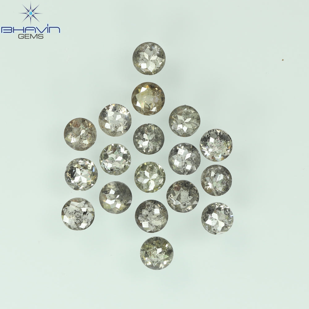 2.00 CT/18 Pcs Round Rose Cut Shape Natural Loose Diamond Salt And Pepper Color I3 Clarity (2.90 MM)