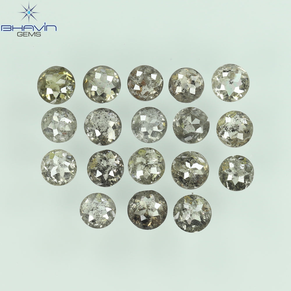 1.64 CT/18 Pcs Round Rose Cut Shape Natural Loose Diamond Salt And Pepper Color I3 Clarity (2.61 MM)