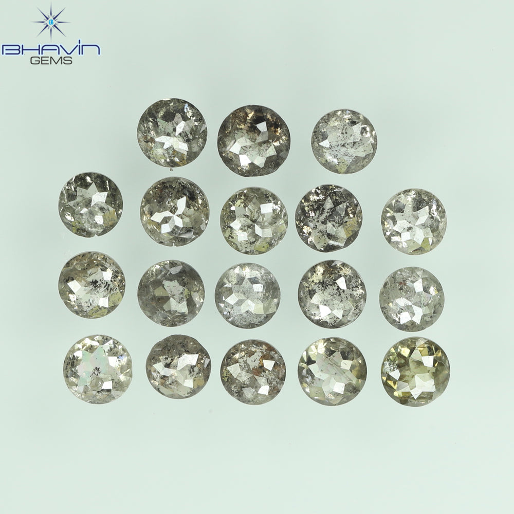 1.64 CT/18 Pcs Round Rose Cut Shape Natural Loose Diamond Salt And Pepper Color I3 Clarity (2.61 MM)