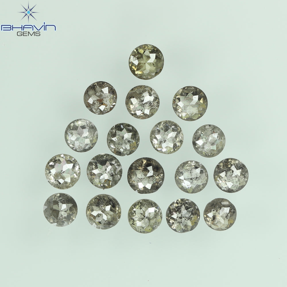 1.64 CT/18 Pcs Round Rose Cut Shape Natural Loose Diamond Salt And Pepper Color I3 Clarity (2.61 MM)
