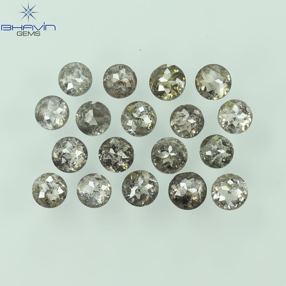 1.64 CT/18 Pcs Round Rose Cut Shape Natural Loose Diamond Salt And Pepper Color I3 Clarity (2.61 MM)