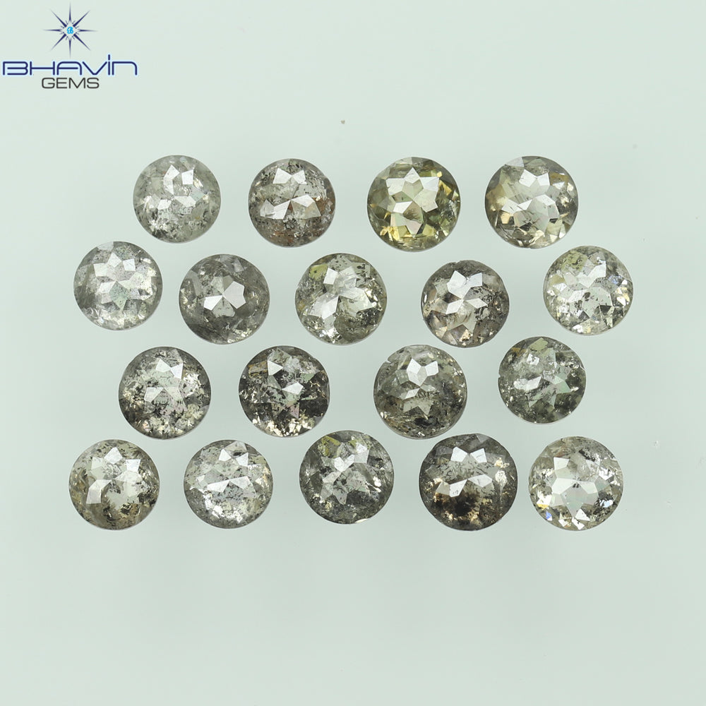 1.64 CT/18 Pcs Round Rose Cut Shape Natural Loose Diamond Salt And Pepper Color I3 Clarity (2.61 MM)