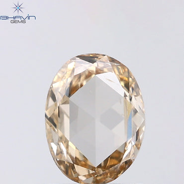 0.89 CT Oval Shape Natural Diamond Brown Color SI Clarity (7.66 MM)