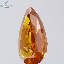 1.00 CT Pear Shape Natural Diamond Orange Color I2 Clarity (8.36 MM)