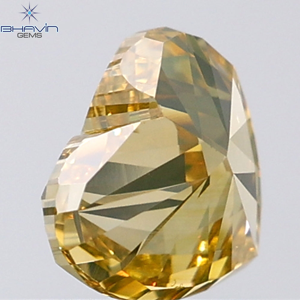 1.04 CT Heart Shape Natural Diamond Orange Yellow Color VS2 Clarity (6.64 MM)