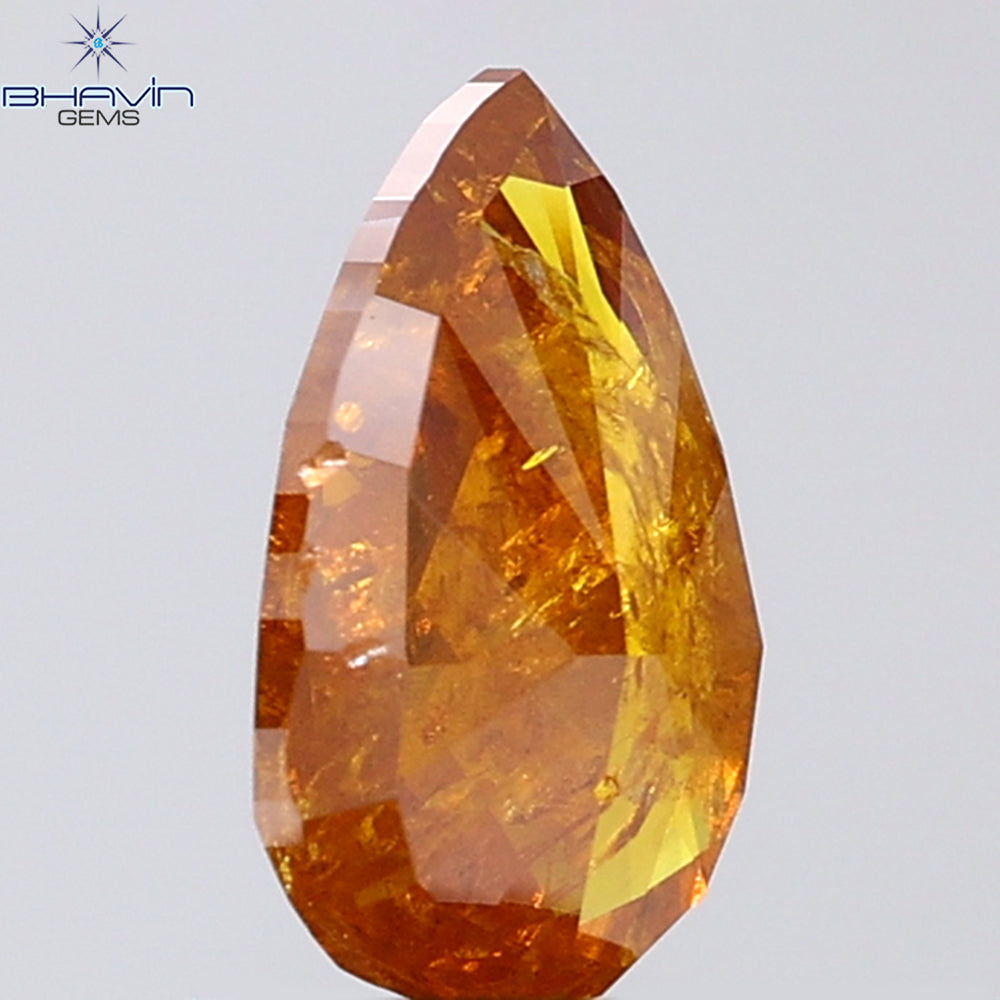 1.00 CT Pear Shape Natural Diamond Orange Color I2 Clarity (8.36 MM)
