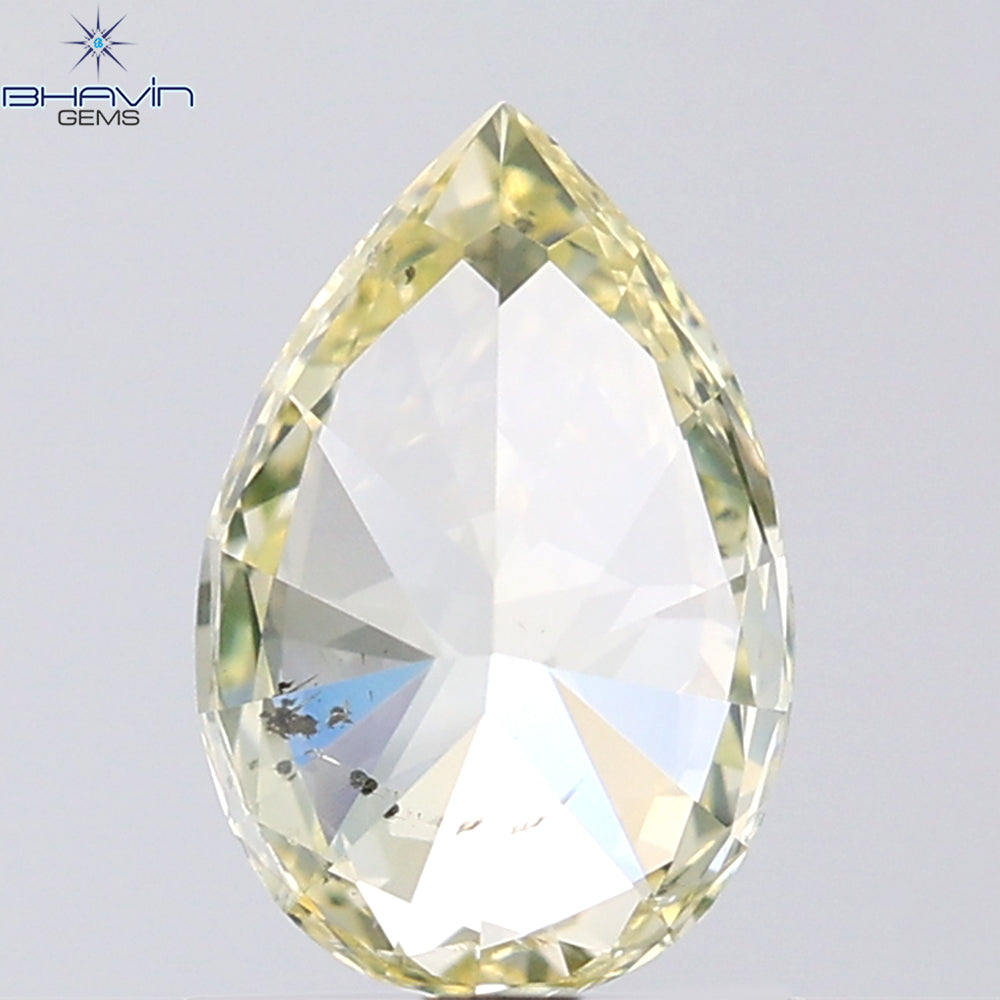 1.02 CT Pear Shape Natural Diamond Greenish Yellow Color SI2 Clarity (8.44 MM)