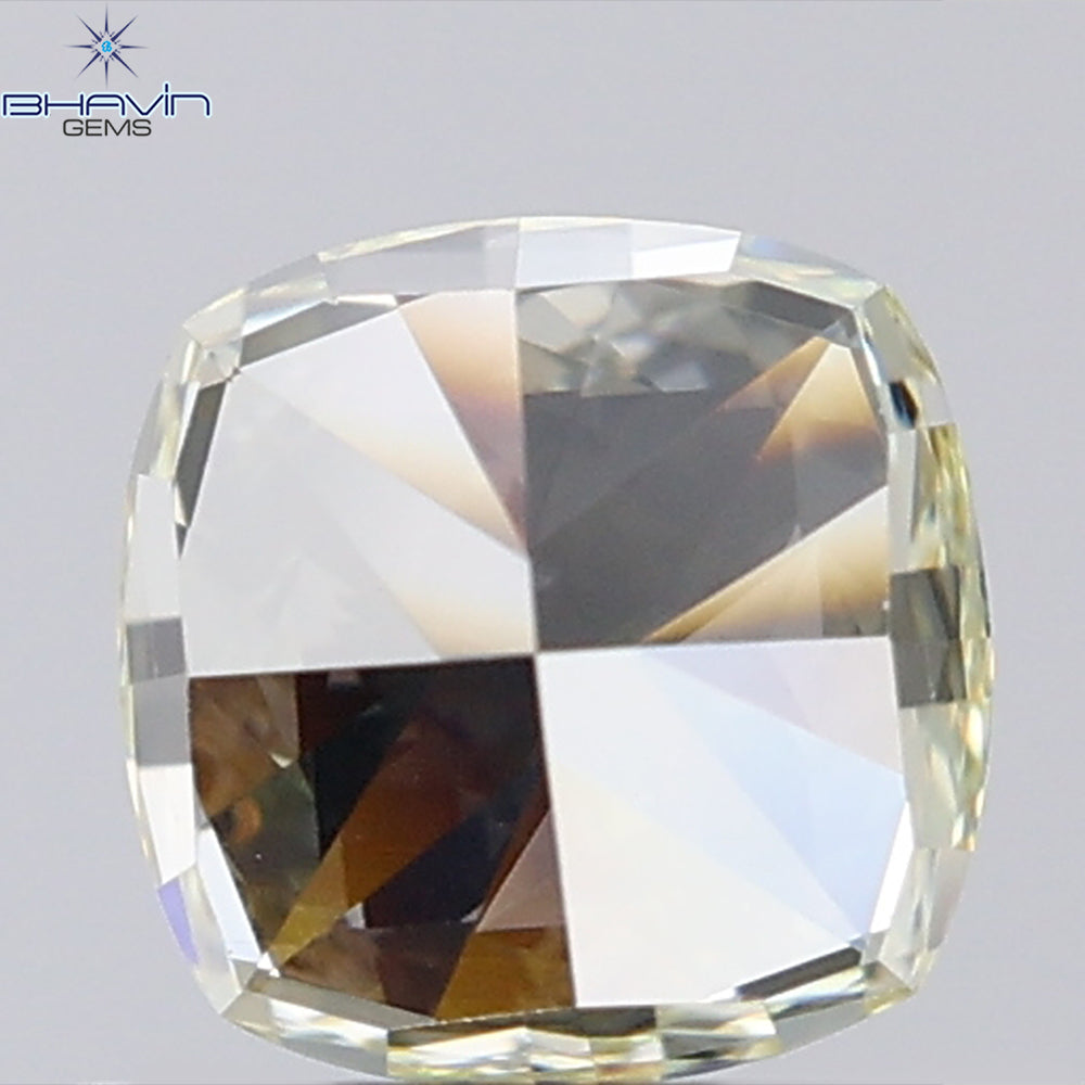 1.02 CT Cushion Shape Natural Diamond Yellow Color VS1 Clarity (5.31 MM)
