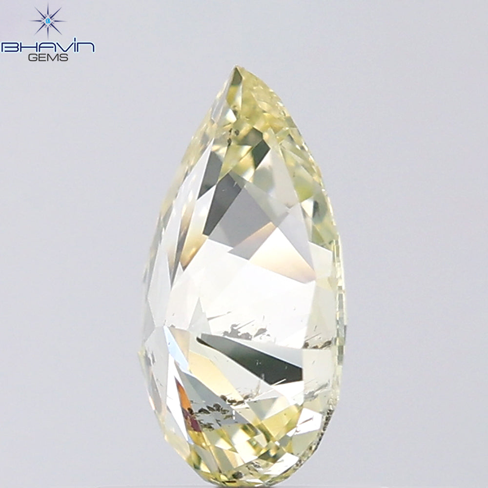 1.02 CT Pear Shape Natural Diamond Greenish Yellow Color SI2 Clarity (8.44 MM)