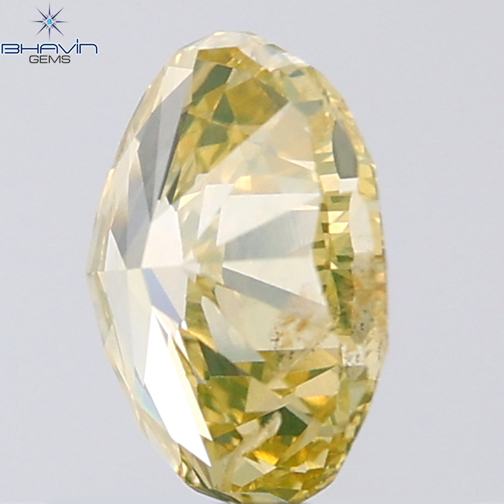 1.01 CT Oval Shape Natural Diamond Green Yellow Color SI2 Clarity (7.02 MM)