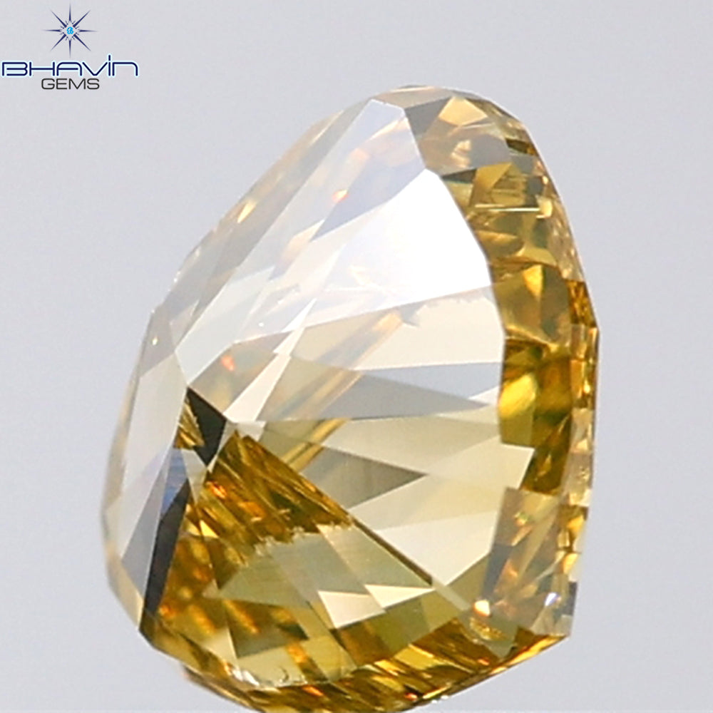 1.04 CT Heart Shape Natural Diamond Orange Yellow Color VS2 Clarity (6.64 MM)