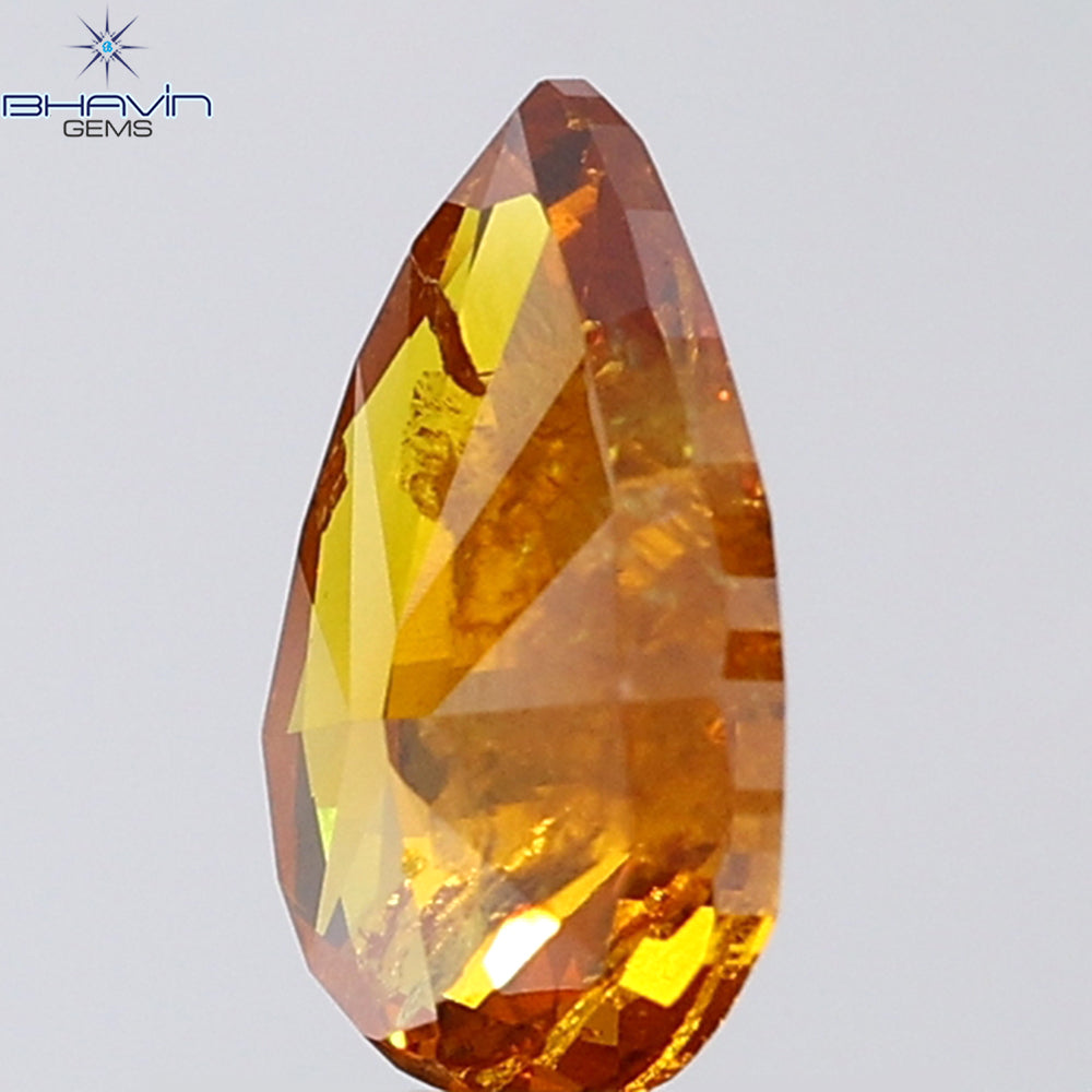 1.00 CT Pear Shape Natural Diamond Orange Color I2 Clarity (8.36 MM)