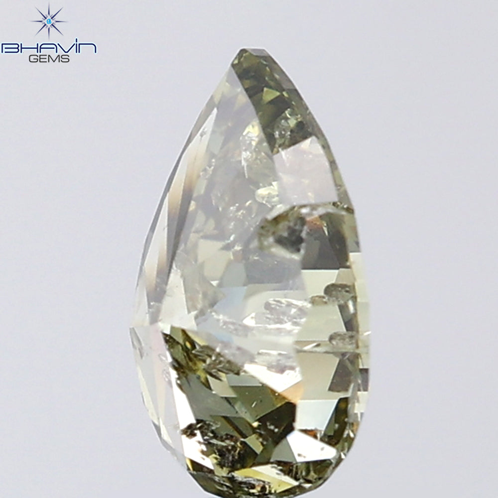 1.01 CT Pear Shape Natural Diamond Green (Chameleon) Color I2 Clarity (8.00 MM)