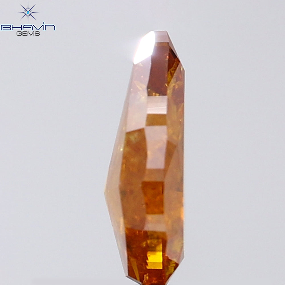 1.00 CT Pear Shape Natural Diamond Orange Color I2 Clarity (8.36 MM)