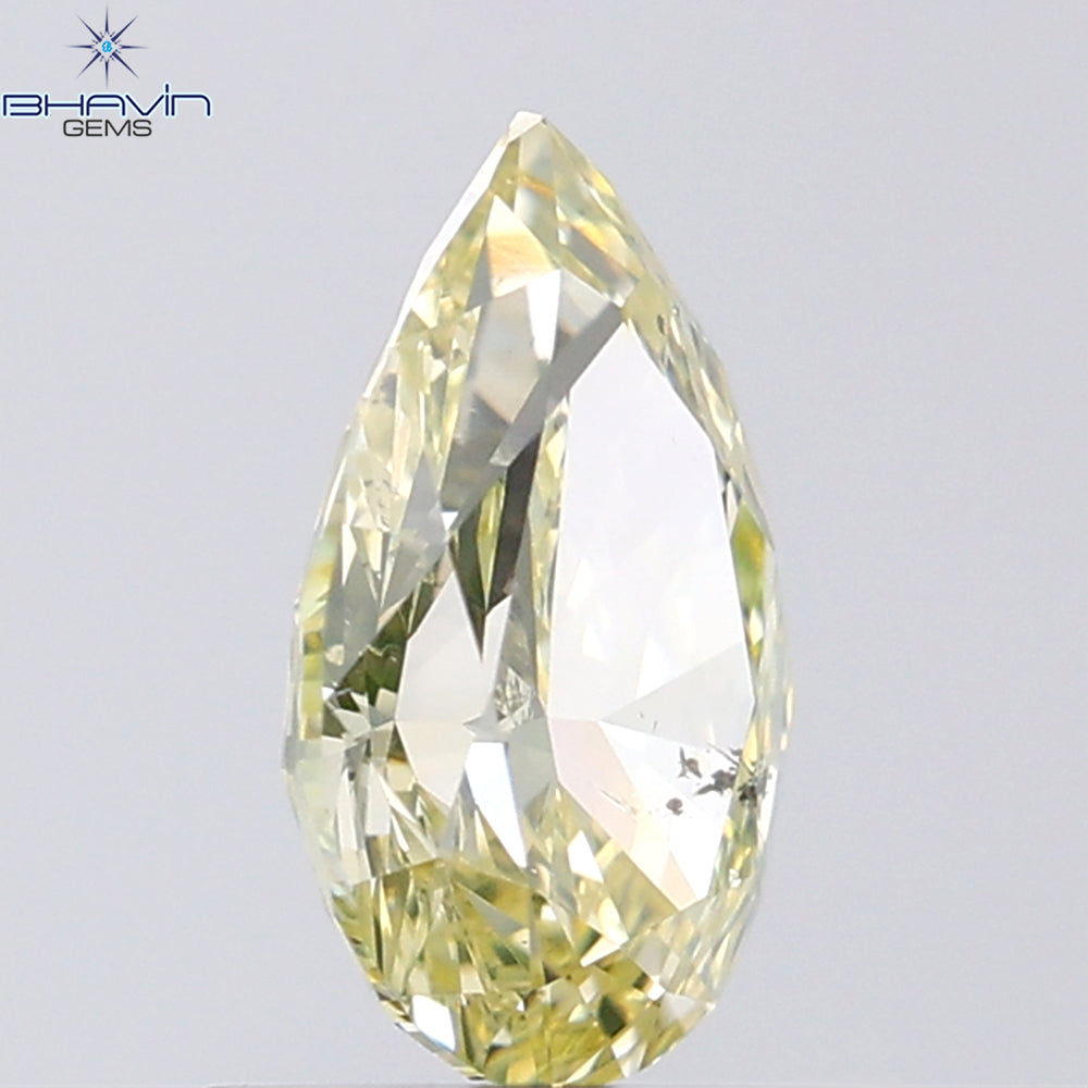 1.02 CT Pear Shape Natural Diamond Greenish Yellow Color SI2 Clarity (8.44 MM)