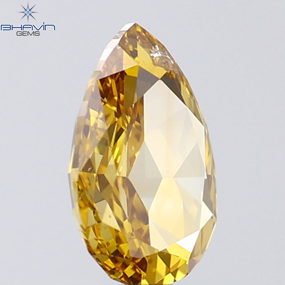 0.81 CT Pear Shape Natural Diamond Orange Color VS2 Clarity (7.81 MM)
