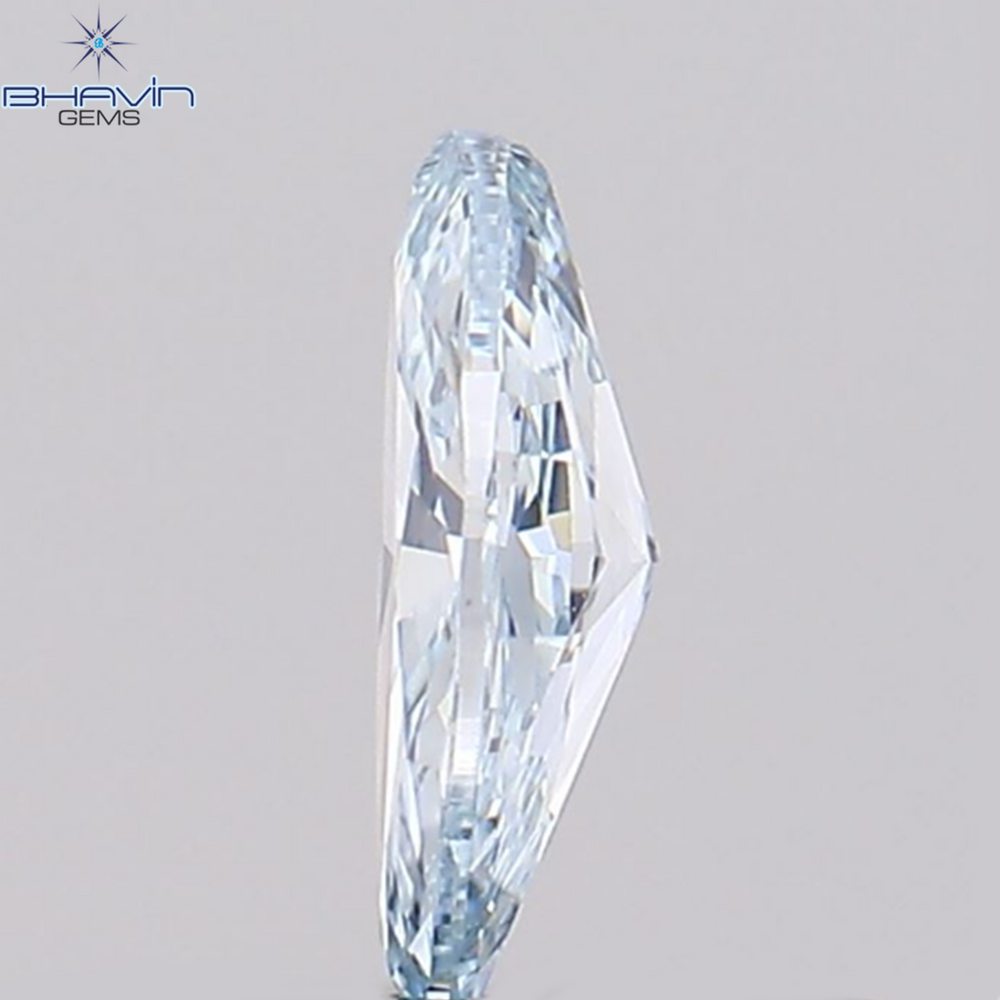 0.11 CT マーキス シェイプ ナチュラル ダイヤモンド グリーンがかったブルー カラー VVS1 クラリティ (4.91 MM)