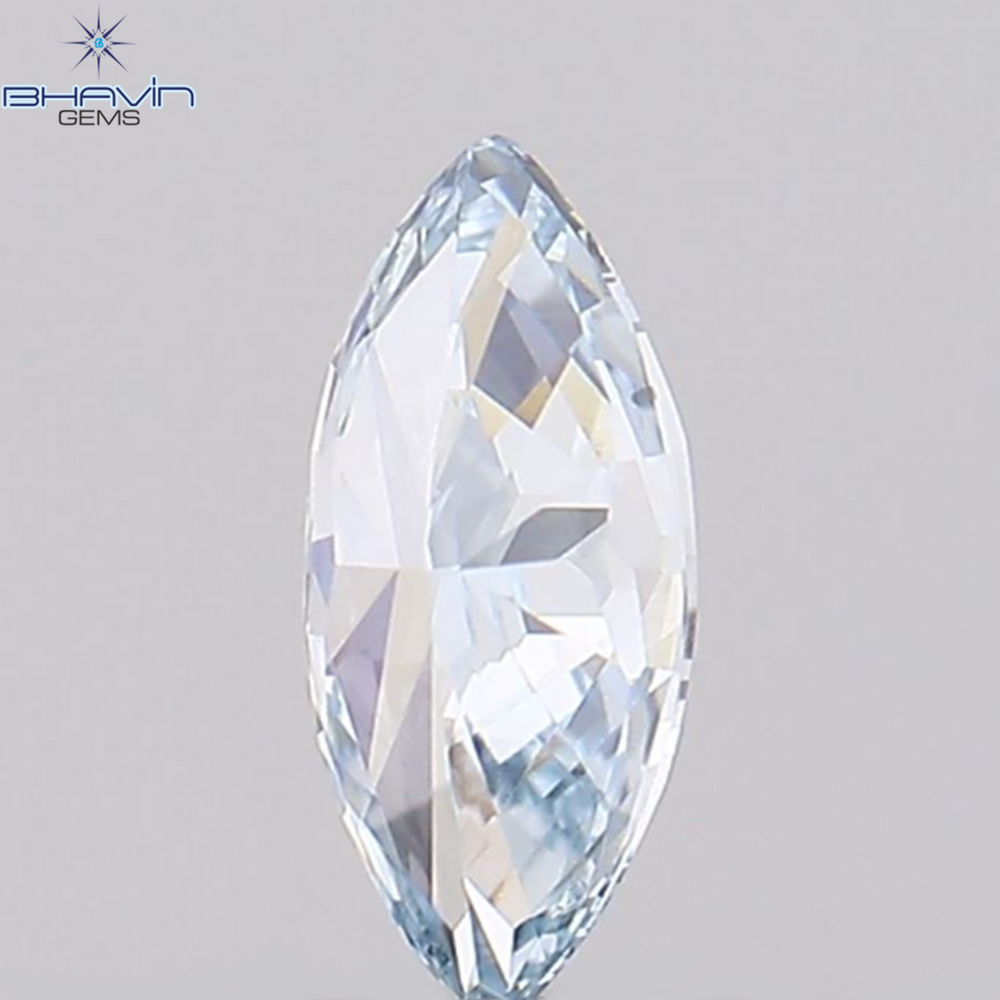 0.11 CT マーキス シェイプ ナチュラル ダイヤモンド グリーンがかったブルー カラー VVS1 クラリティ (4.91 MM)