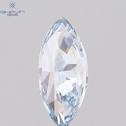 0.11 CT マーキス シェイプ ナチュラル ダイヤモンド グリーンがかったブルー カラー VVS1 クラリティ (4.91 MM)