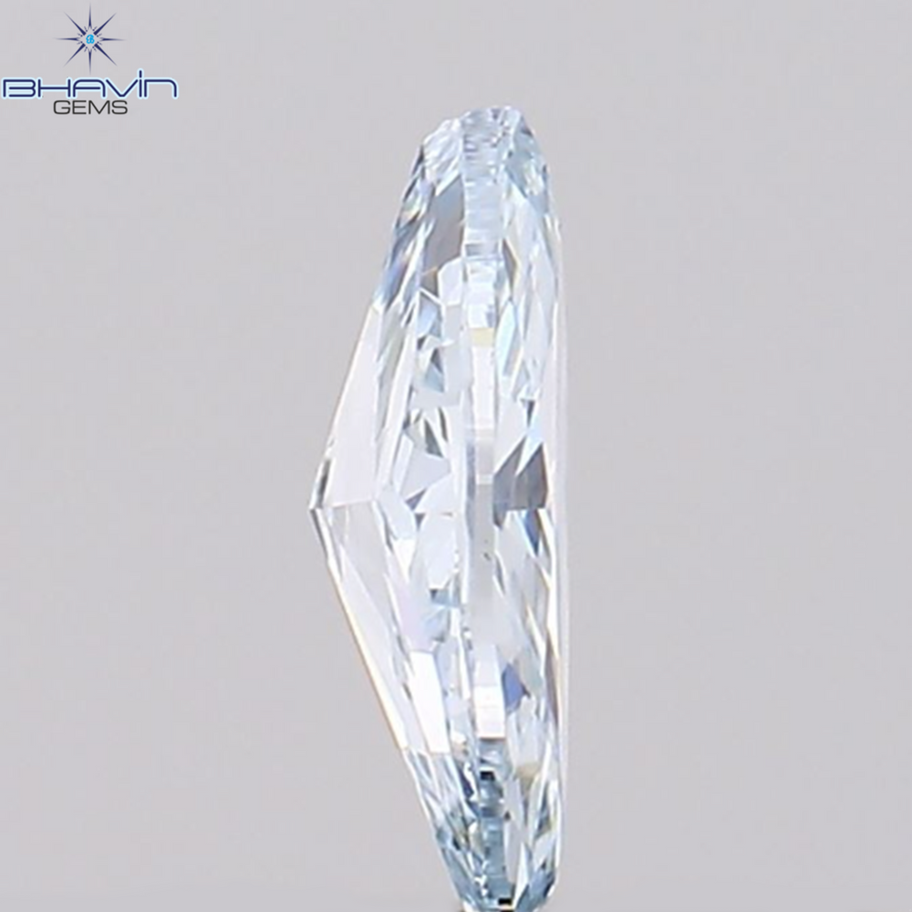 0.11 CT マーキス シェイプ ナチュラル ダイヤモンド グリーンがかったブルー カラー VVS1 クラリティ (4.91 MM)