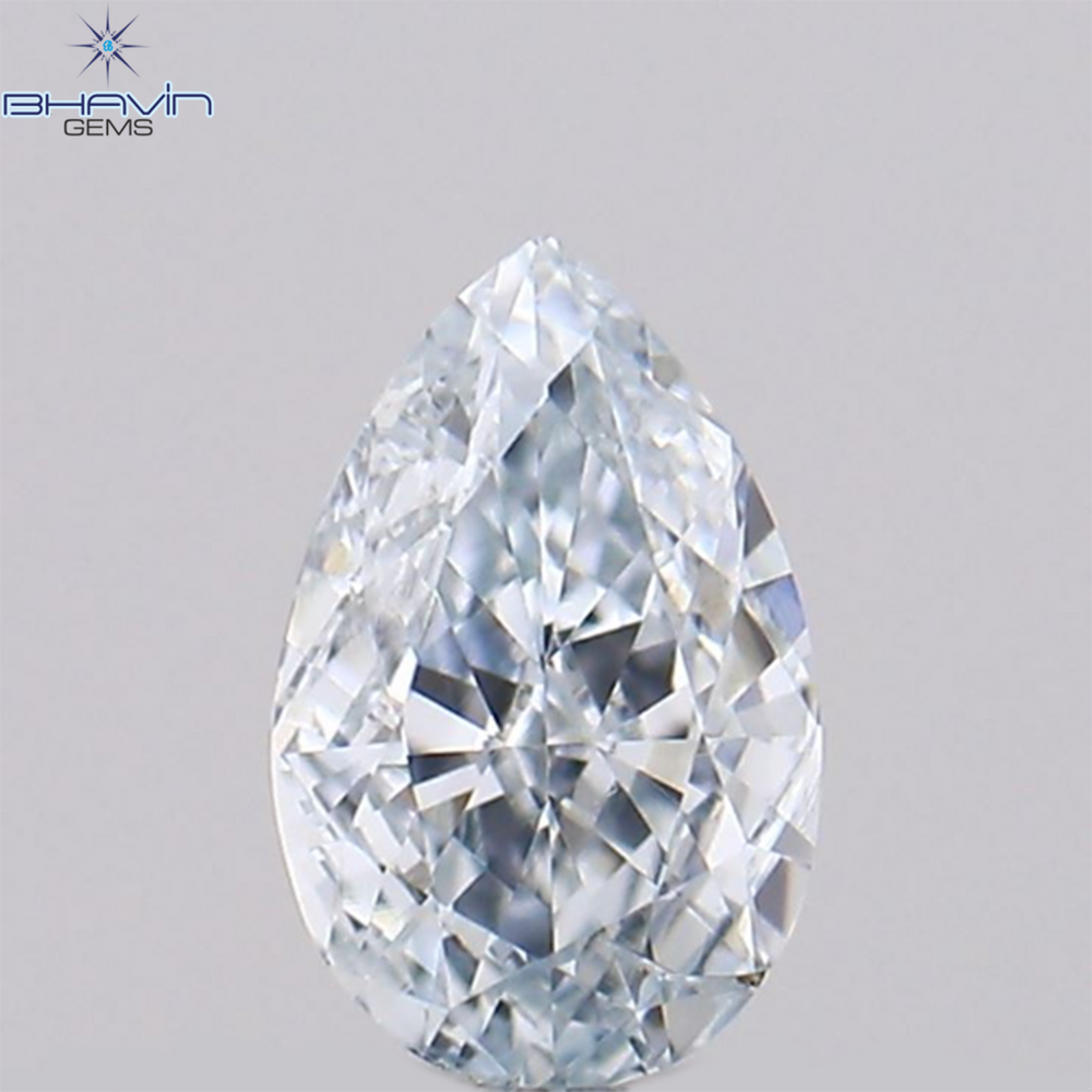 0.07 CT ペアシェイプ ナチュラル ダイヤモンド グリーンがかったブルー カラー VS1 クラリティ (3.68 MM)