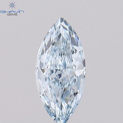 0.11 CT マーキス シェイプ ナチュラル ダイヤモンド グリーンがかったブルー カラー VVS1 クラリティ (4.91 MM)