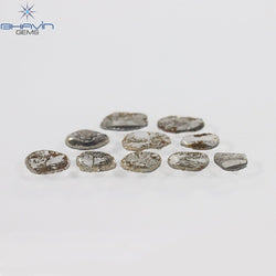 1.77 CT/10 Pcs Slice Shape Natural Diamond Salt And Pepper Color I3 Clarity (5.68 MM)