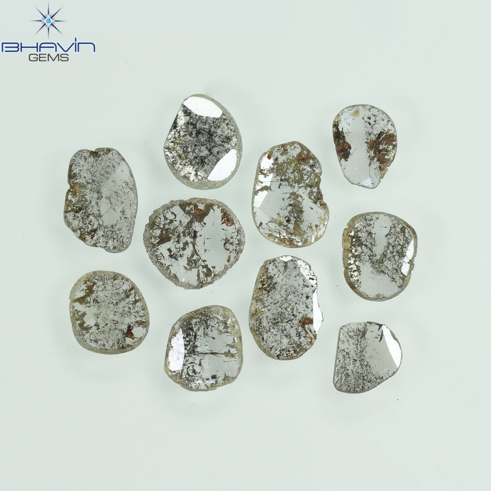1.77 CT/10 Pcs Slice Shape Natural Diamond Salt And Pepper Color I3 Clarity (5.68 MM)