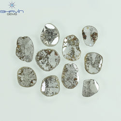 1.77 CT/10 Pcs Slice Shape Natural Diamond Salt And Pepper Color I3 Clarity (5.68 MM)