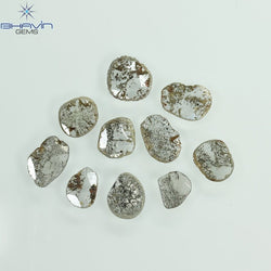 1.77 CT/10 Pcs Slice Shape Natural Diamond Salt And Pepper Color I3 Clarity (5.68 MM)