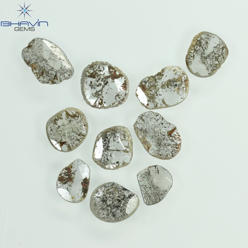 1.77 CT/10 Pcs Slice Shape Natural Diamond Salt And Pepper Color I3 Clarity (5.68 MM)