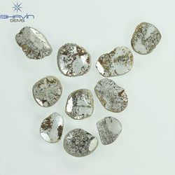1.77 CT/10 Pcs Slice Shape Natural Diamond Salt And Pepper Color I3 Clarity (5.68 MM)