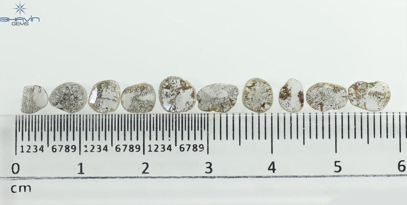 1.77 CT/10 Pcs Slice Shape Natural Diamond Salt And Pepper Color I3 Clarity (5.68 MM)
