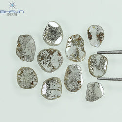 1.77 CT/10 Pcs Slice Shape Natural Diamond Salt And Pepper Color I3 Clarity (5.68 MM)
