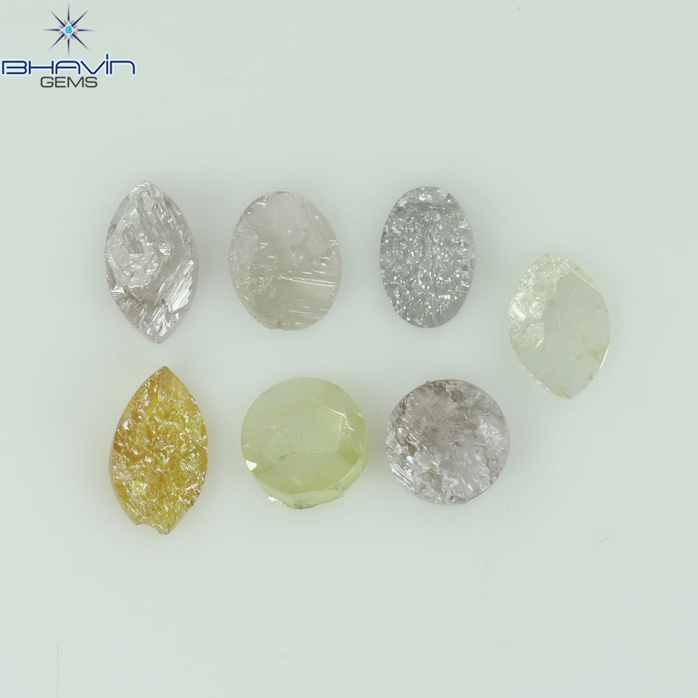 0.59 CT /7 Pcs Uncut Shape Mix Natural Loose Diamond I3 Clarity (4.25 MM)
