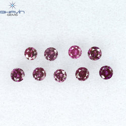 0.24 CT/9 PCS Round Diamond Pink Color Natural Diamond I1 Clarity (1.90 MM)