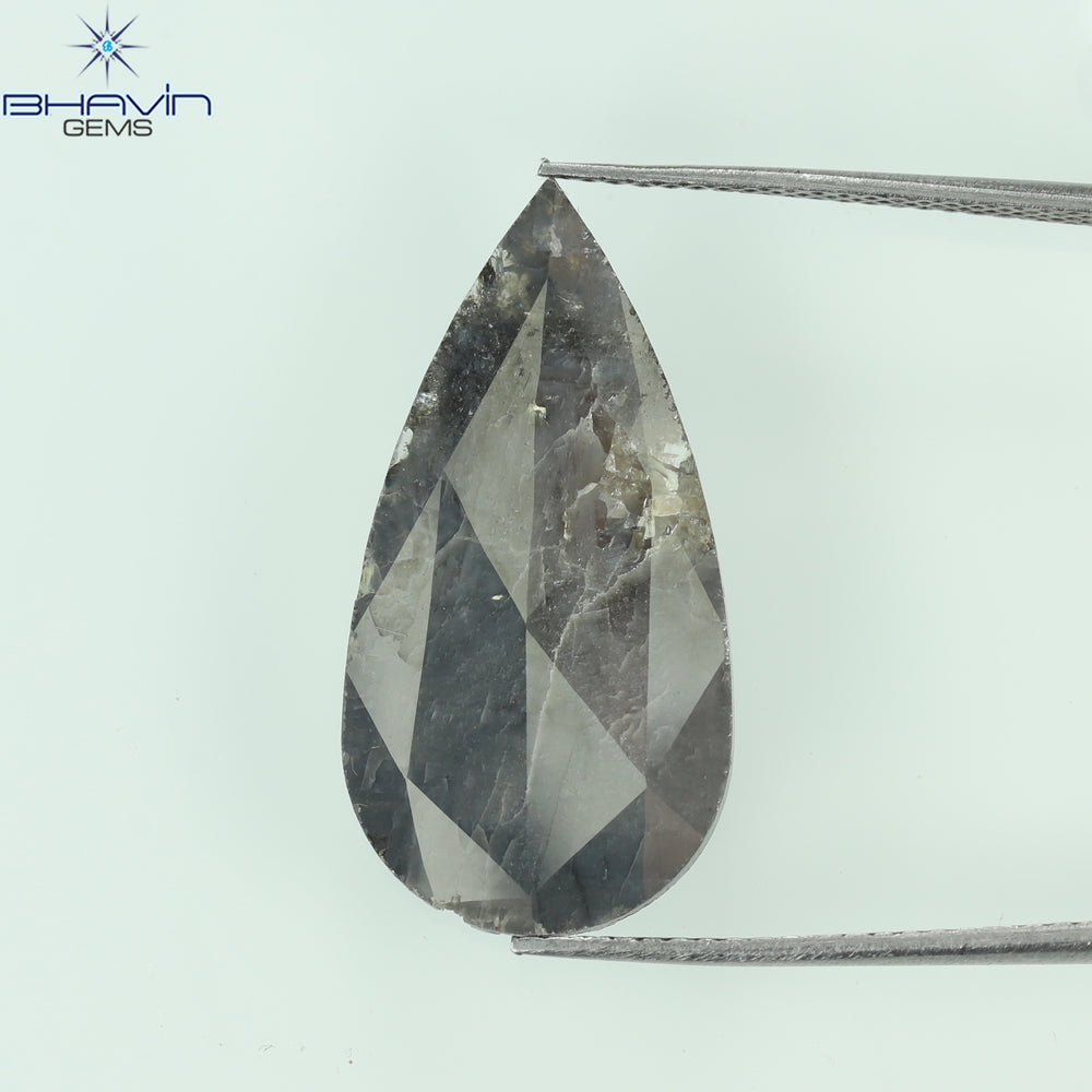 6.38 CT Pear Slice Shape Natural Diamond Gray Color I3 Clarity (15.50 MM)