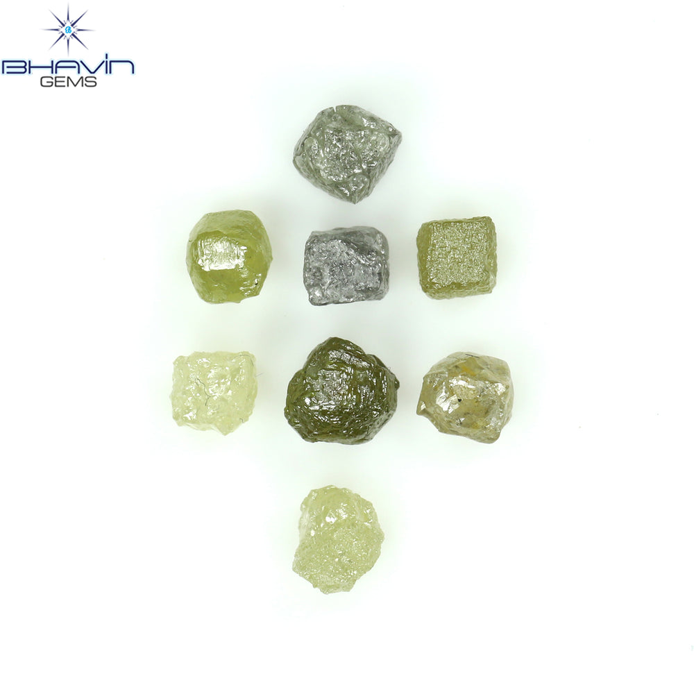 4.05 CT/8 PCS Rough Shape Mix Color Natural Diamond I3 Clarity (4.37 MM)