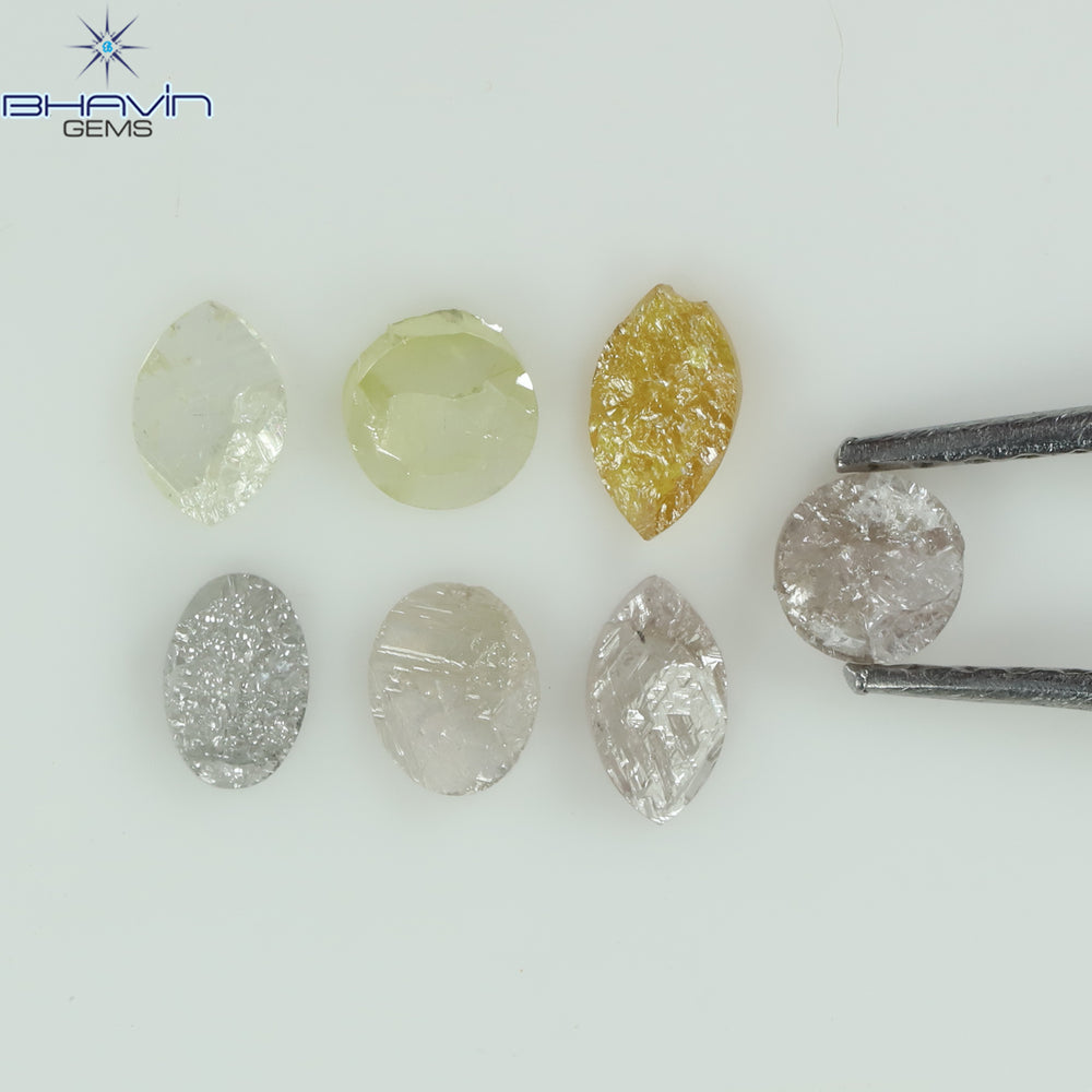 0.59 CT /7 Pcs Uncut Shape Mix Natural Loose Diamond I3 Clarity (4.25 MM)