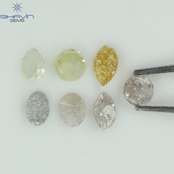 0.59 CT /7 Pcs Uncut Shape Mix Natural Loose Diamond I3 Clarity (4.25 MM)