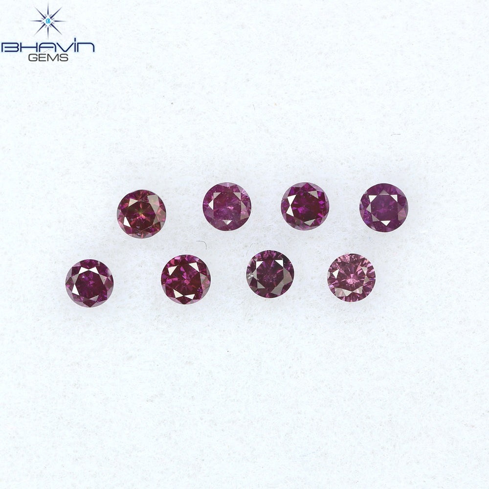 0.28 CT/8 PCS ラウンド ダイヤモンド ピンク色 天然ダイヤモンド I1 クラリティ (2.00 MM)