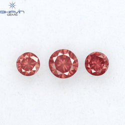 0.28 CT/3 PCS Round Diamond Pink Color Natural Diamond I1 Clarity (3.25 MM)