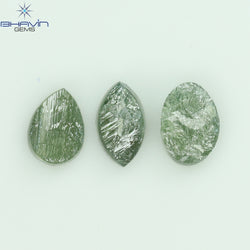 1.13 CT /3 Pcs Uncut Shape Green Natural Loose Diamond I3 Clarity (5.50 MM)